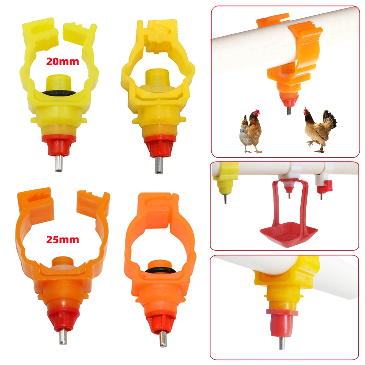 Chicken Nipple Drinker - 20mm 25mm tipo morsetto capezzolo per
